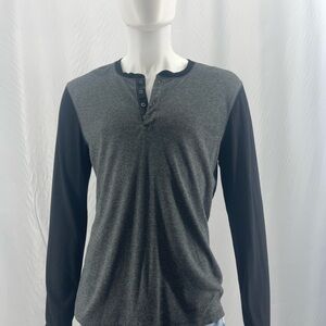 Express Charcoal and Black Long Sleeve Henley